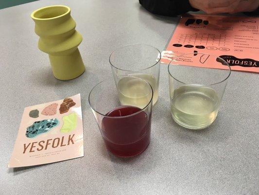 Water kefir, emerald kombucha, and ginger beer on tap