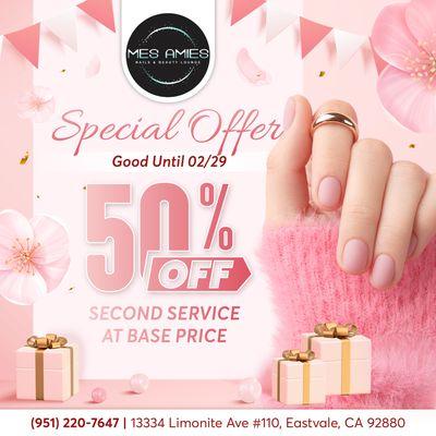 50% OFF Second Service at base price.  CASH ONLY!