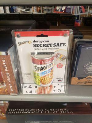 Secret safe until you fill it and forget about it and donate it to a food bank! Ha ha