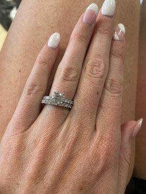 Custom engagement ring and eternity band to match