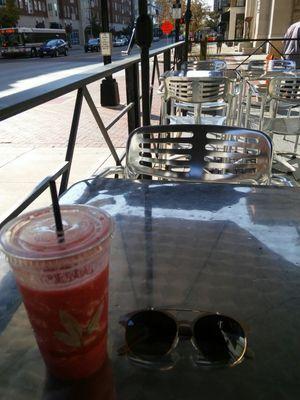 Lovely fall day with a Strawberry Smoothie!