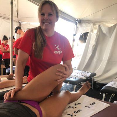 Inside the Manhattan Beach AVP Beach Volleyball medical tent.  I'm so lucky to love what I do.