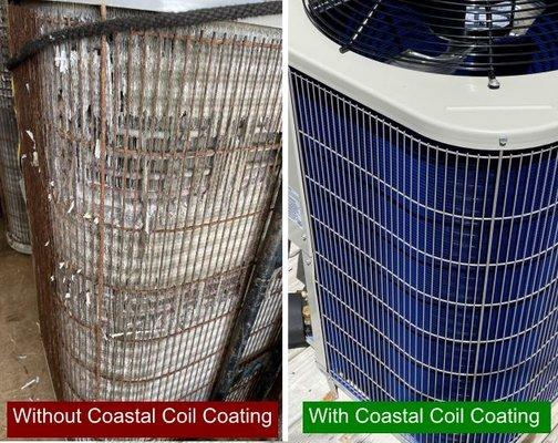 The unit on the left is only 5yrs old.  Protect your system from salt corrosion with our in-house Coastal Coil Coating!