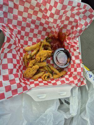 This a small portion of my remaining fried oysters & fries.