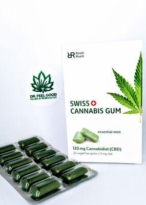 Amazing CBD Gum from Switzerland with 5mg of CBD in every chiclet.