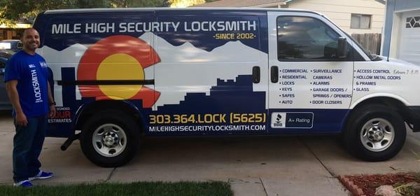 Will in front of the locksmith van.