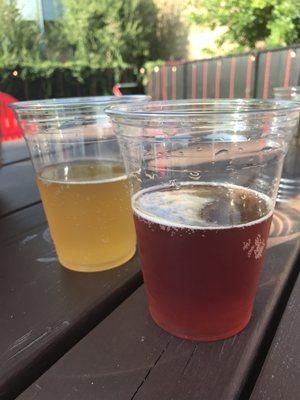 Blueberry (right) and lemon lime (left) beer!