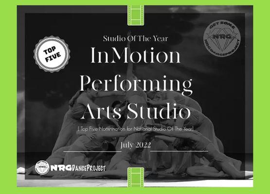 National Top 5 Studio of the Year at NRG Dance Project Nationals 2021 and 2022!