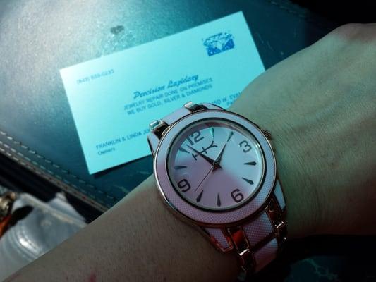 Business card and watch fixed