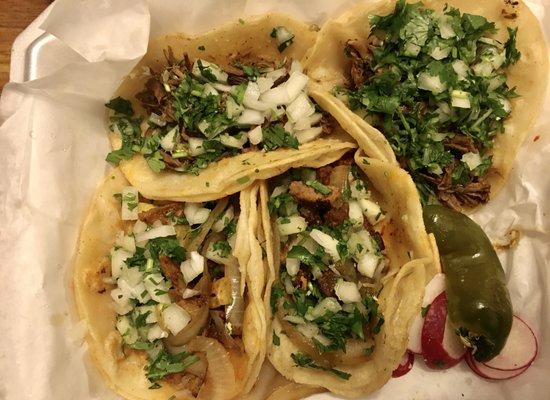 barbacoa and al pastor tacos