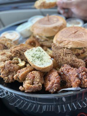 Chicken Strips,  Wings, Chicken Sandwich, fries