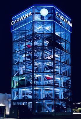 Vending machine, night view.