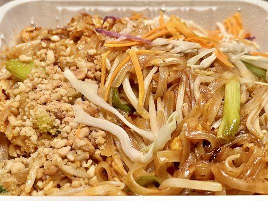 Pad Thai. Noodles are thinner and more dense than Pad Se-iew noodles. The sweet & savory theme is here as well.