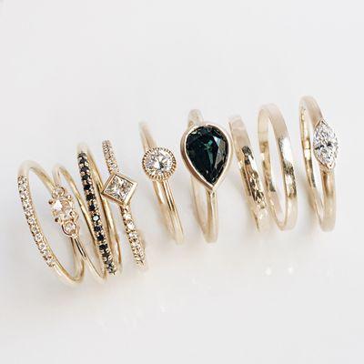 Gold Diamond and Sapphire Rings