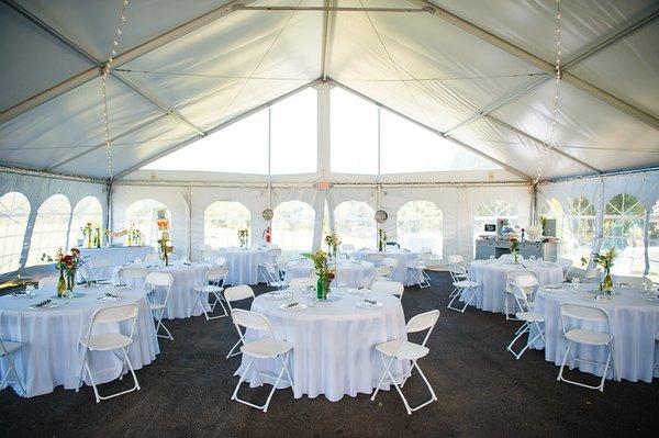 Inside the tent during the day