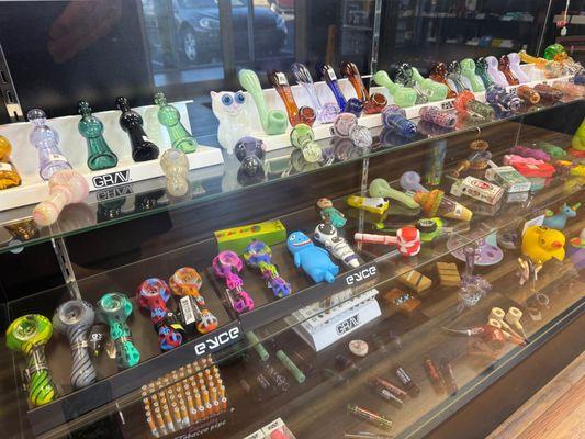 A wide selection of pipes, bongs, dab rigs, and more!