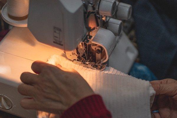 Maureen the seamstress at work!