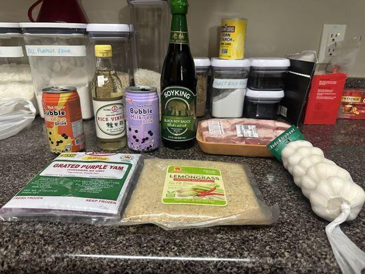 Things I bought for a recipe I want to try, and drinks