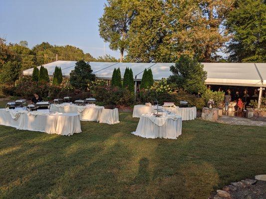 Outdoor reception food serving area