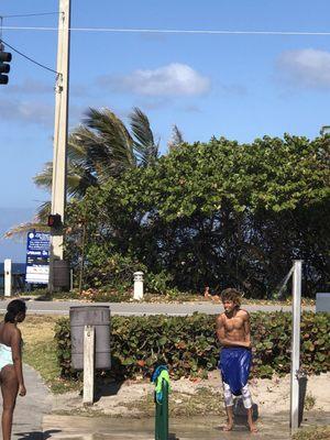 Outdoor shower.