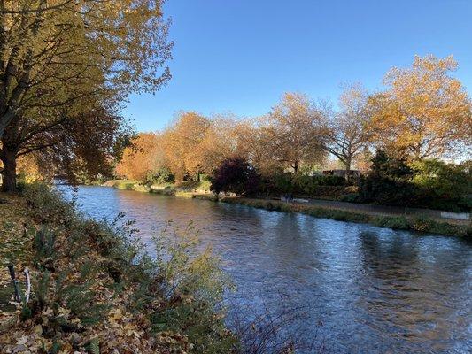 Nearby river is classic fall foliage photography.