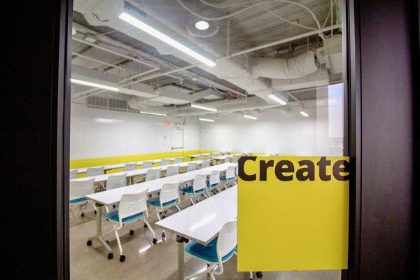 CREATE Training Room (17th floor) Seats up to 40 - Dry-erase  desks, dry-erase wall, projector, flexible seating arrangements, city views