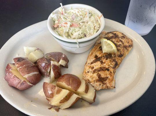 Grilled Mahi with New Potatoes and Coleslaw