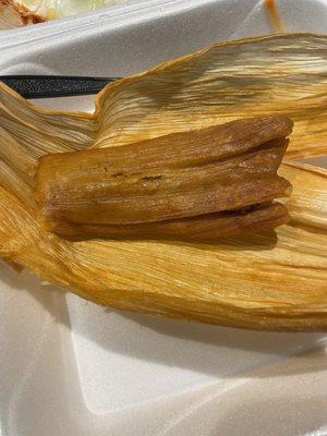 Very dry pork tamale