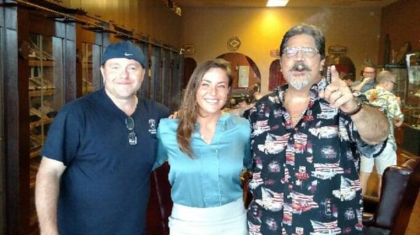 Cigar Joe Christie Peterson and Paul at the shop tonight! (October 2, 2015)