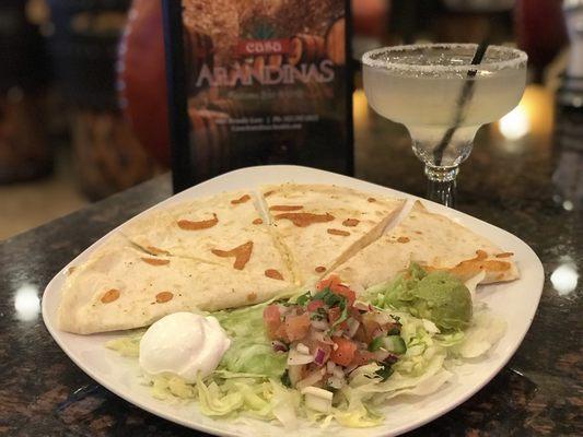 Wednesday Ladies Special Cheese Quesadilla Especial with her choose of Frozen or on the Rocks Margarita, $7.99