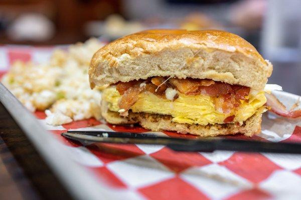 Breakfast sandwich cross-section