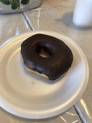 Chocolate iced donut.