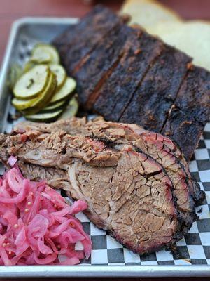 1/2 LB of Brisket (fatty) and 1/2 Rack of Pork Ribs