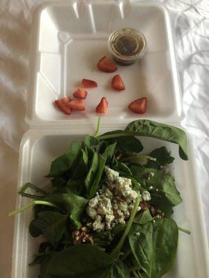 These are ALL the strawberry pieces in the Strawberry Spinach salad.  Put them together and you get a whopping TWO berries.