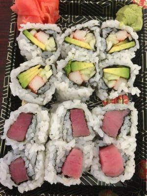 California and tuna sushi rolls