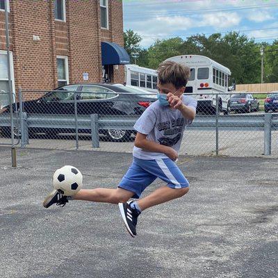 Check out those soccer skills!