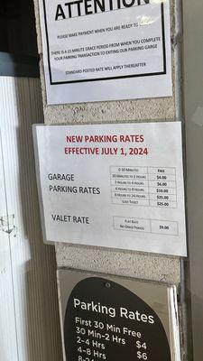 Parking lot prices