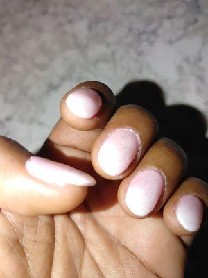 The shape is so weird, and the cuticles are caked up with polish!