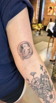 Pet portrait tattoo of my little guy, Obie!