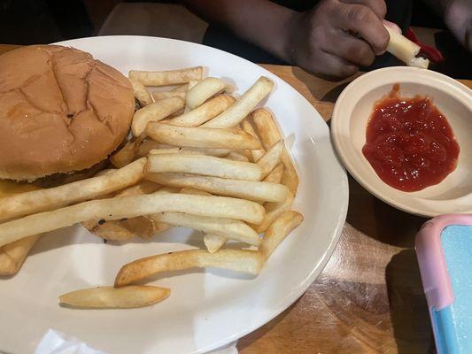 Cheeseburger and fries kids meal