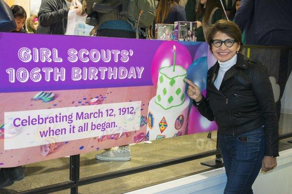 Sylvia Acevedo, GSUSA's CEO, celebrating Girl Scouts' 106th birthday - March 12, 2018.