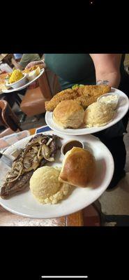 Fried catfish , and a liver and onions.