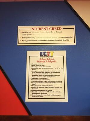 Student Creed & Dojang Rules