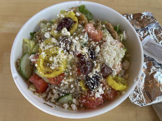 Romaine Salad Bowl with Chicken Souvlaki