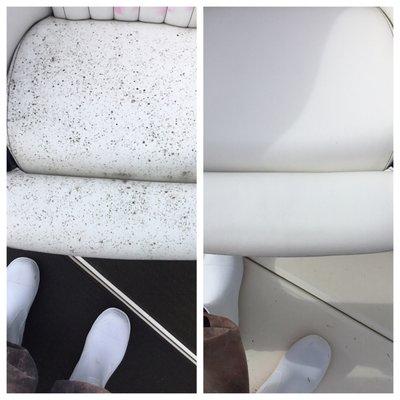 Before and after with some mold on vinyl seats.