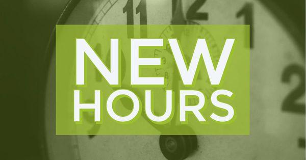 Effective 4/22/19, our hours will be 8 am - 5 pm, Mon - Fri.