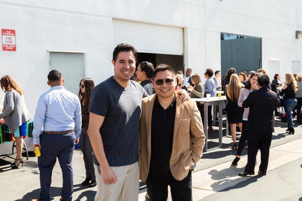 John Reyes and an attendee of the "Tech, Tacos & Beer" Event at Social NetworX in Rancho Cucamonga