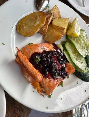 Summer's catch salmon with huckleberry reduction