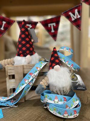 Hanging with my Gnomies...Christmas Gnome Dog Toys & Christmas Dog Collars at The Doggie Bag, Lakeland's Favorite Pet Store!