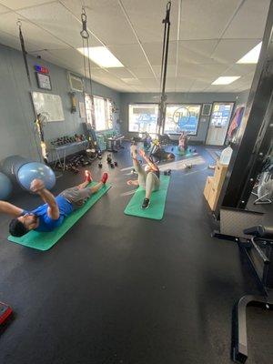 Action shot from one of the 30 minute 8:15 am small group classes!